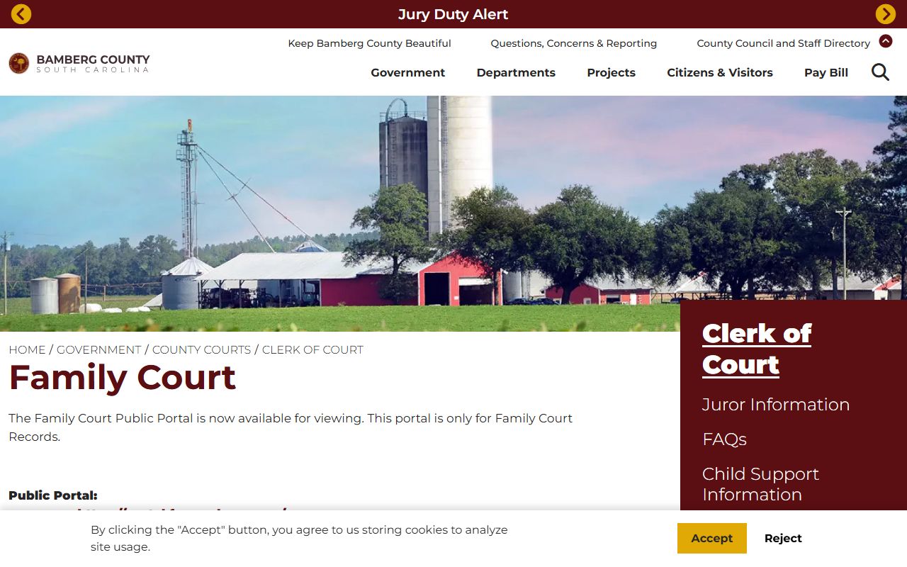Bamberg County Family Court information and portal access