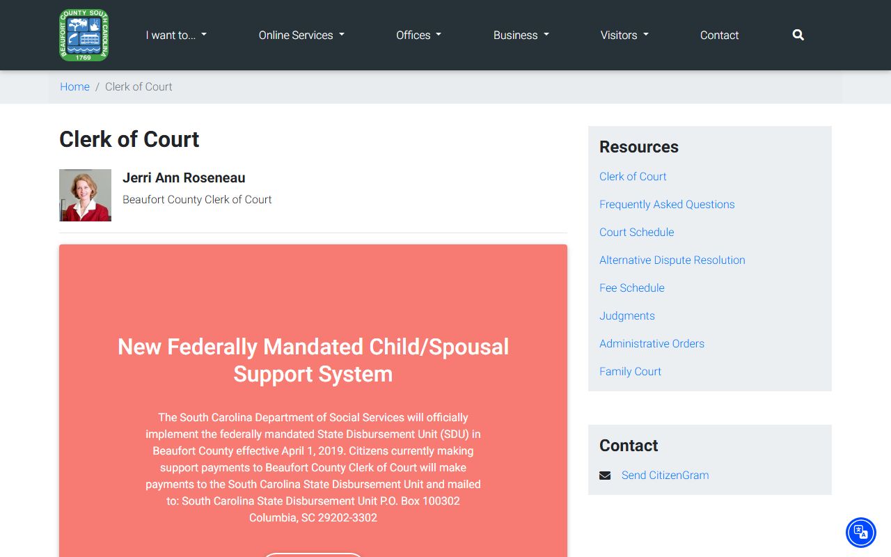 Beaufort County Clerk of Court office and court records access