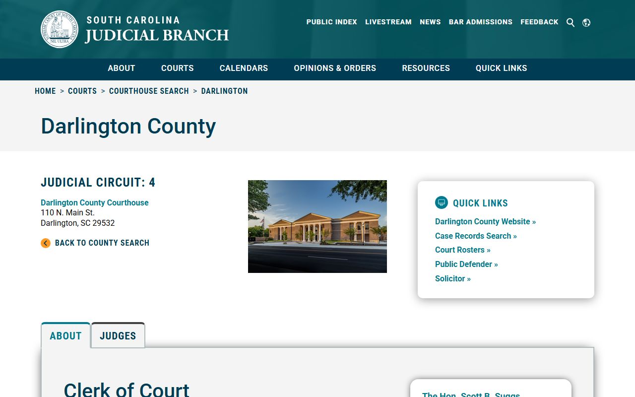 Darlington County Clerk of Court for accessing Darlington County court records in South Carolina