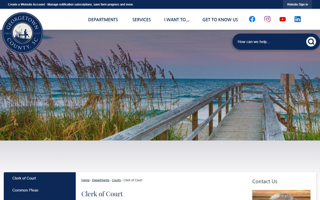 Georgetown County Clerk of Court page for court records