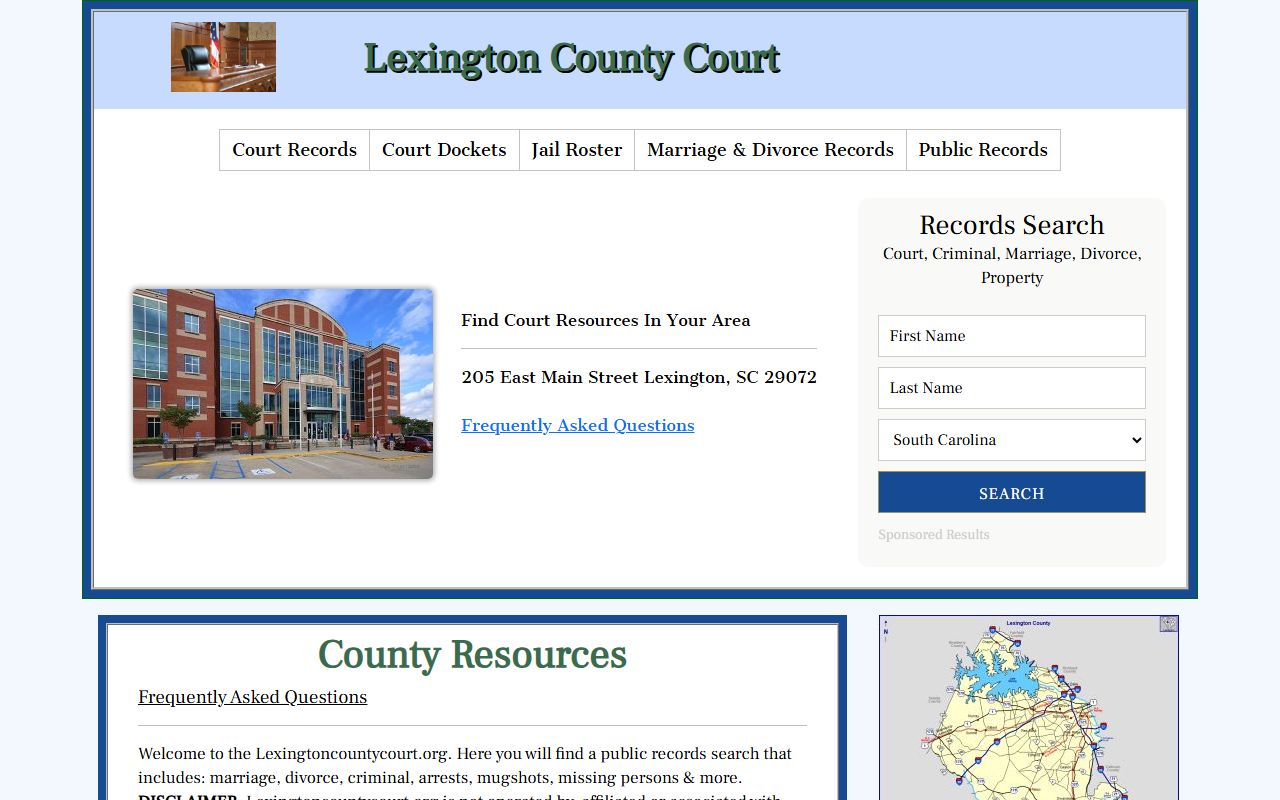 Lexington County Clerk of Court website for court records