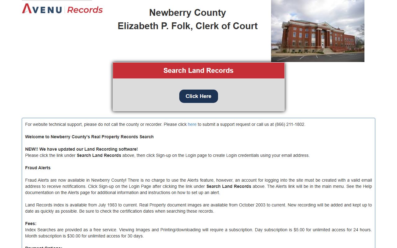 Newberry County court records and land records online portal
