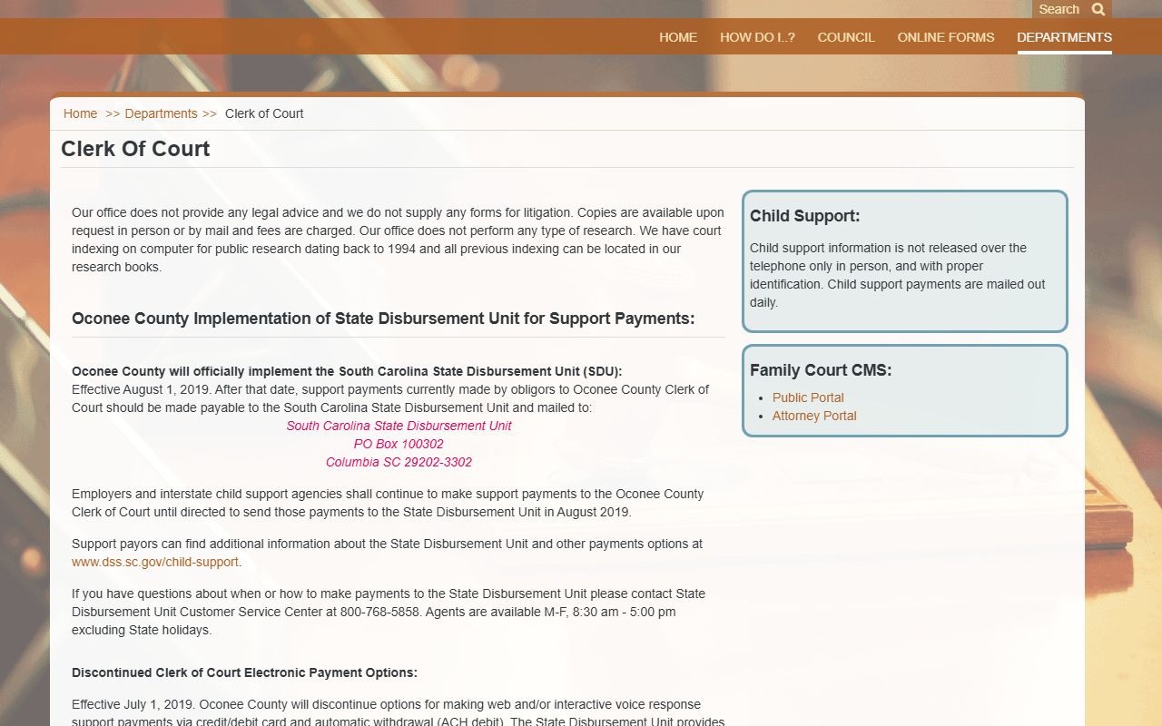 Oconee County Clerk of Court office for court records in Walhalla SC