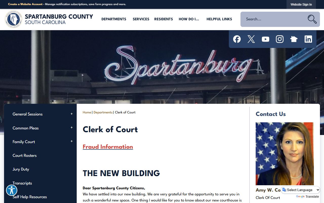 Spartanburg County Clerk of Court official website for court records in Spartanburg SC